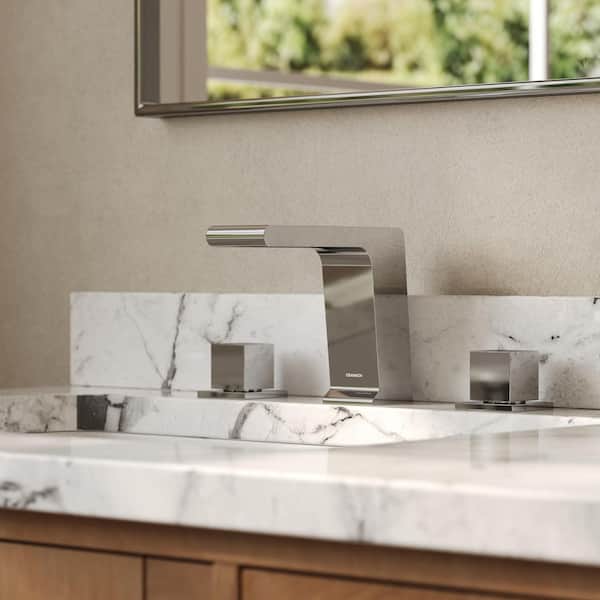 FARNE 8 in. Widespread Double Handles Bathroom Faucet in Polished Chrome Valve Included (1-Pack)