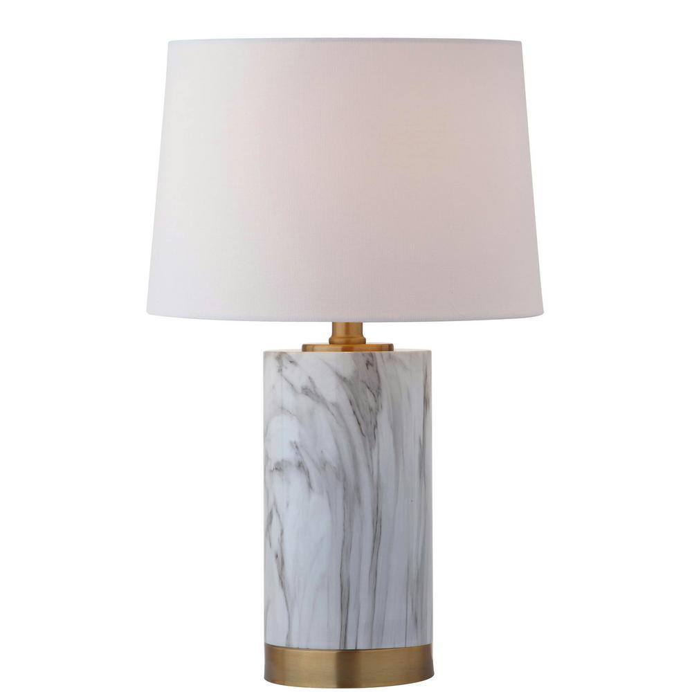 Mykonos Inspired Contemporary 18.25" White and Black Marble Desk Lamp