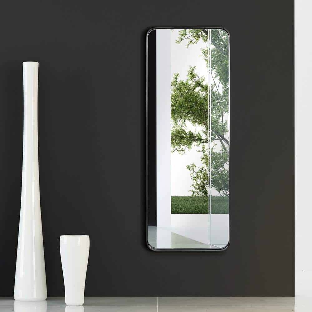 Sleek Rectangular 48" Silver Brushed Stainless Steel Wall Mirror