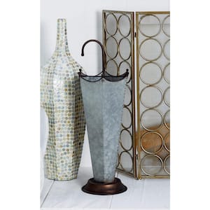 Gray Metal Umbrella Stand with Metal Handle