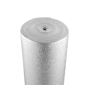 Double Reflective Insulation Roll 48 in. x 50 ft., Foam Core Radiant Barrier 5.5mm Double-Sided Aluminum Foil EPE