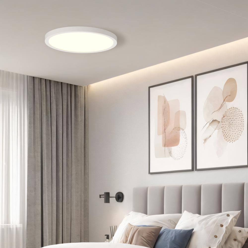 White Circular Integrated LED Flush Mount Ceiling Light