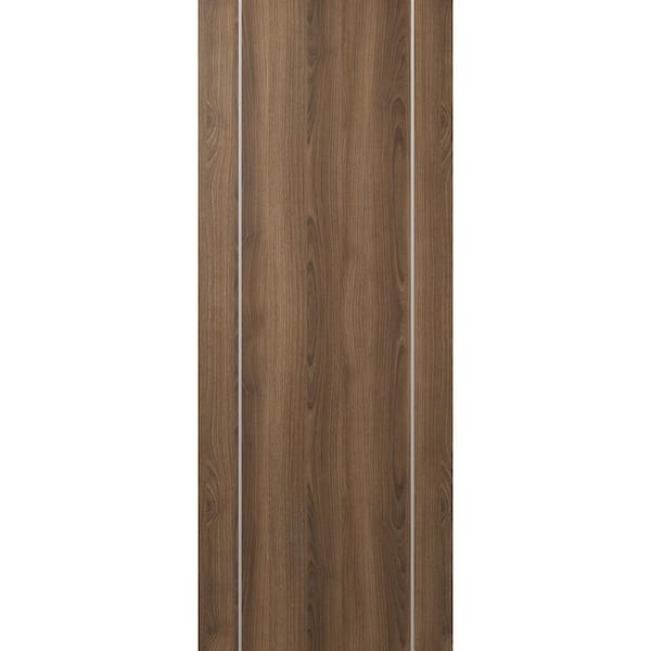 Belldinni Optima 2U 28 in. x 80 in. No Bore Pecan Nutwood Solid Composite Core Wood Interior Door Slab