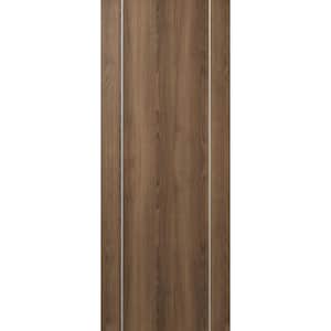 Optima 2U 30 in. x 80 in. No Bore Pecan Nutwood Solid Composite Core Wood Interior Door Slab