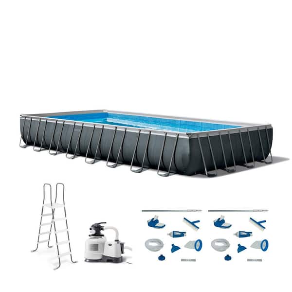 Ultra XTR 32 ft. x 16 ft. x 52 ft. Rectangular 52 in. Deep Hard Sidence Pool Set with 2-Pack Maintenance Kit