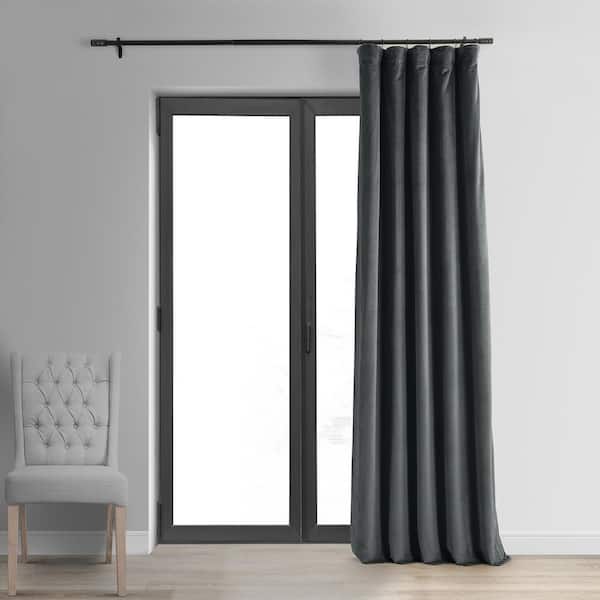 Exclusive Fabrics & Furnishings Black Extra Wide Velvet Rod Pocket Blackout  Curtain - 100 in. W x 108 in. L (1 Panel) VPCH-VET1212-108 - The Home Depot
