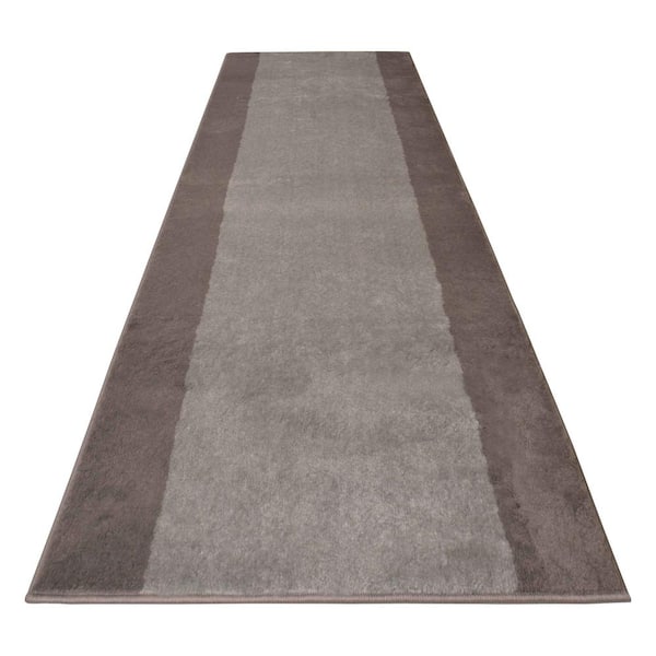 RugStylesOnline Scroll Border Series Gray 36 in. x 11 ft. Your Choice Length Stair Runner