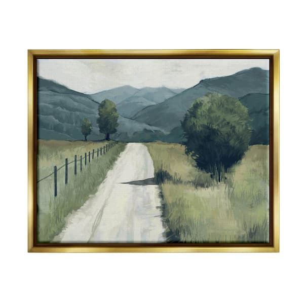 Farmland Fields Green Blue Landscape Painting by Ziwei Li Floater Frame Nature Wall Art Print 25 in. x 31 in. . .