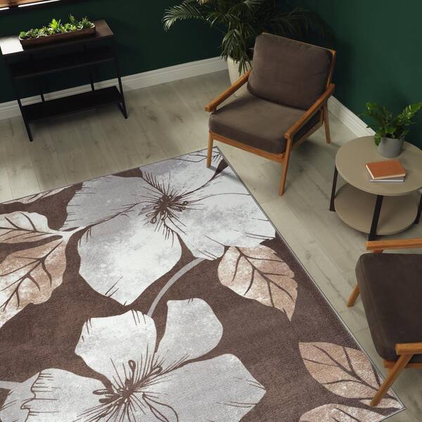 CAMILSON Multicolor 5 ft. x 7 ft. Non-Skid Floral Area Rug