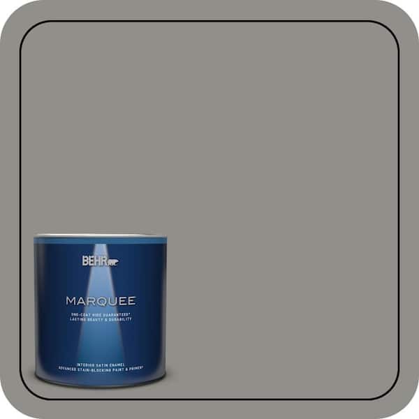 BEHR MARQUEE 1 qt. Home Decorators Collection #HDC-AC-19 Grant Gray One-Coat Hide Satin Enamel Interior Paint & Primer