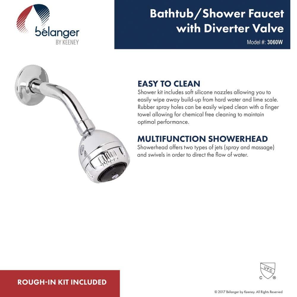 Polished Chrome Wall Mounted Shower Faucet with Three Handles