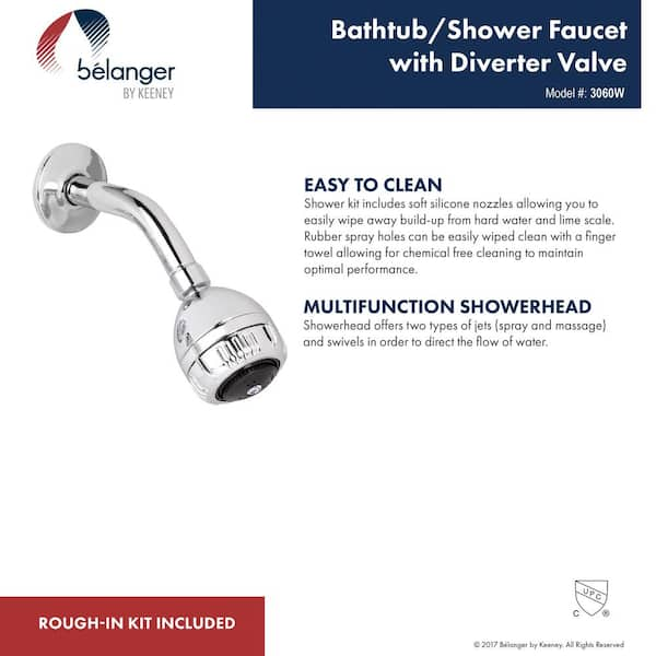 KEENEY, Belanger 3-Handle 2-Spray orders Tub and Shower Faucet in Polished Chrome (Valv