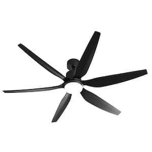 66 in. Outdoor/Indoor Integrated LED Black Ceiling Fan with Light Kit and Remote Control, 1/4/8-hour timing, 6-Blades
