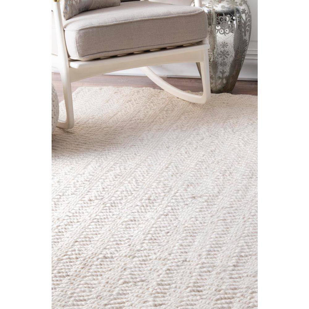 Ivory Flat Woven Handmade Wool Square Rug, 73" x 9"