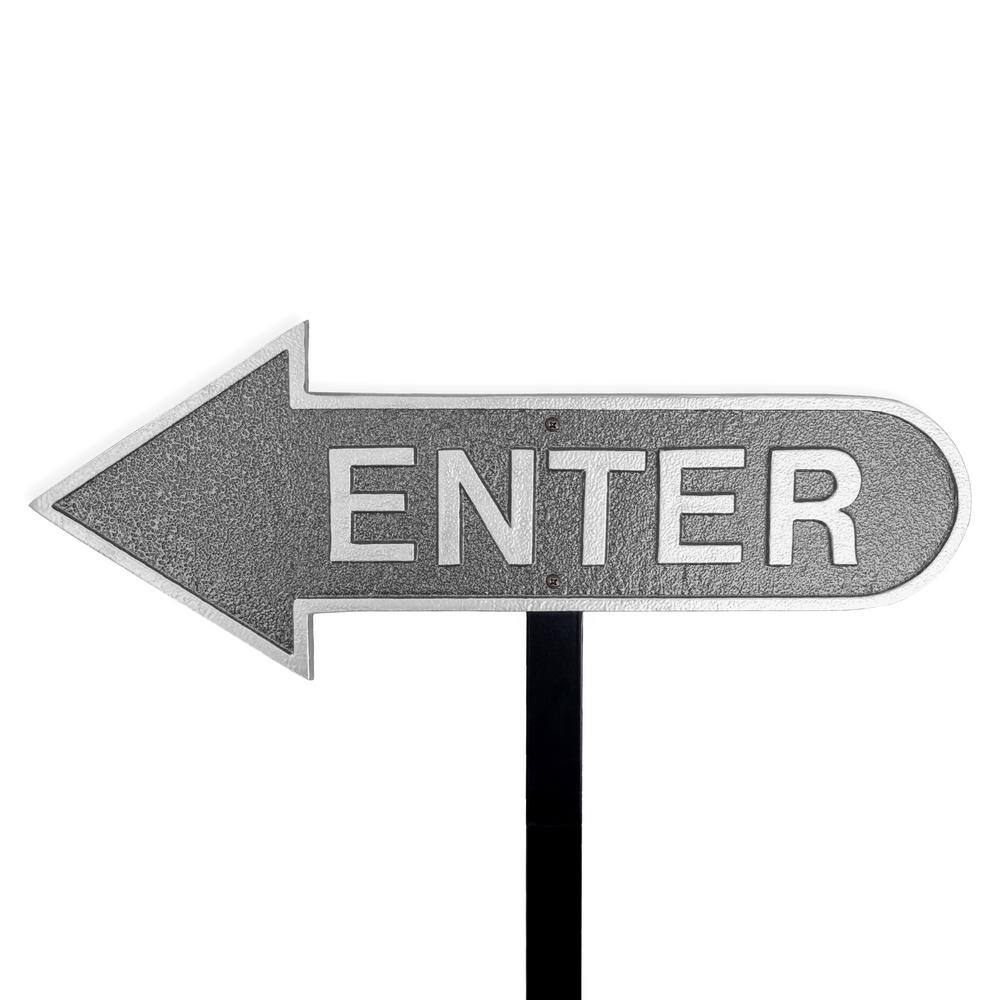 "6"" x 15.5"" Left Arrow Enter Statement Plaque Sign with Lawn Stake-Swedish Iron" product image for price tracking