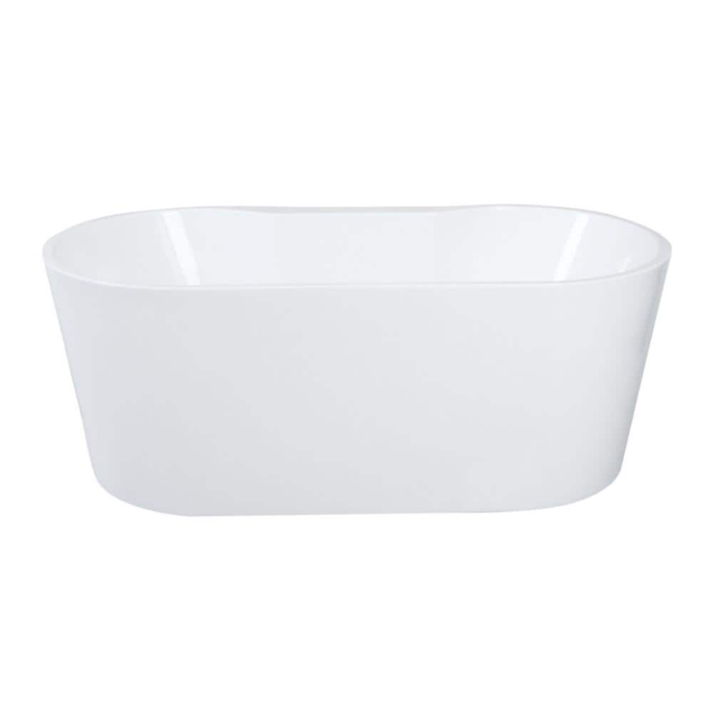 Aqua Eden 55 in. x 27 in. Acrylic Freestanding Soaking Bathtub in Glossy White with Drain price history on PriceWatchPro
