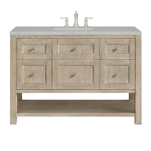 James Martin Vanities Breckenridge 48.0 in. W x 23.5 in. D x 34.18 in. H Single Bathroom Vanity Whitewashed Oak and Eternal Serena Quartz Top