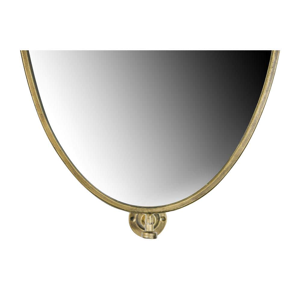 Gold Oval Metal Pivoting Wall Mirror, 32.4" x 19.5"