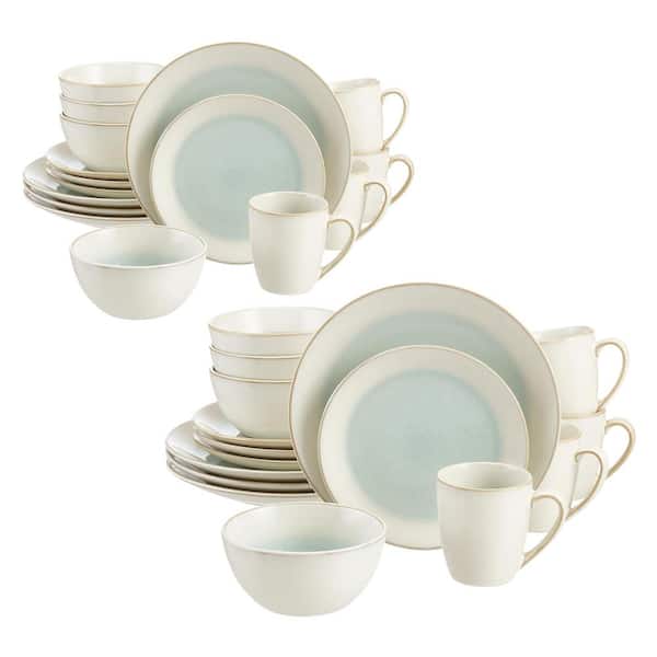 Home Decorators Collection Adelaide 32-Piece Reactive Glaze Seabreeze Blue-Green Stoneware Dinnerware Set (Service for 8)