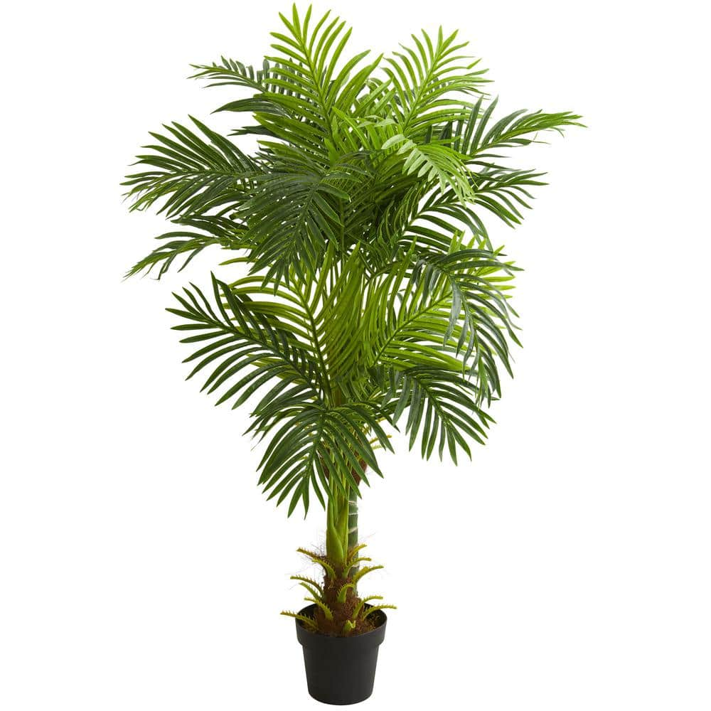 Nearly Natural Indoor 5 ft. Double Stalk Hawaii Palm Artificial Tree ...