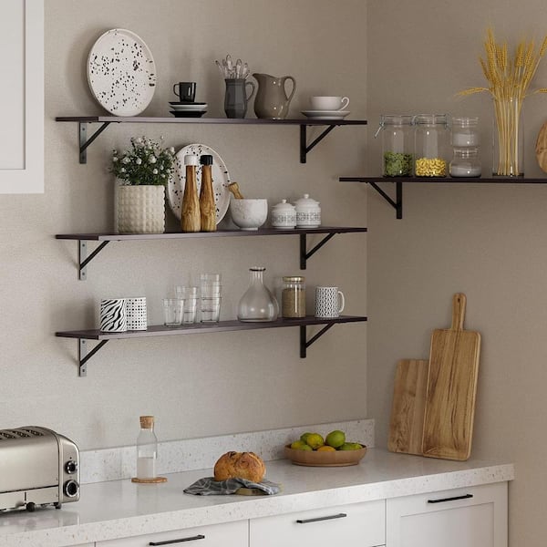 【現品販売】wood shelf 355*1090*310 55.1 in. W x 7.9 in. D Black Wood Floating Shelves Decorative Wall
