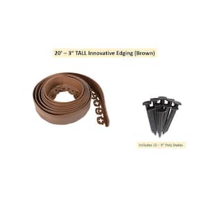 20 ft. L x 2 in. W x 3 in. H Light Brown Tall Resin Innovative Edge No Dig Edging with 9 in. Poly Stakes (10-Quantity)