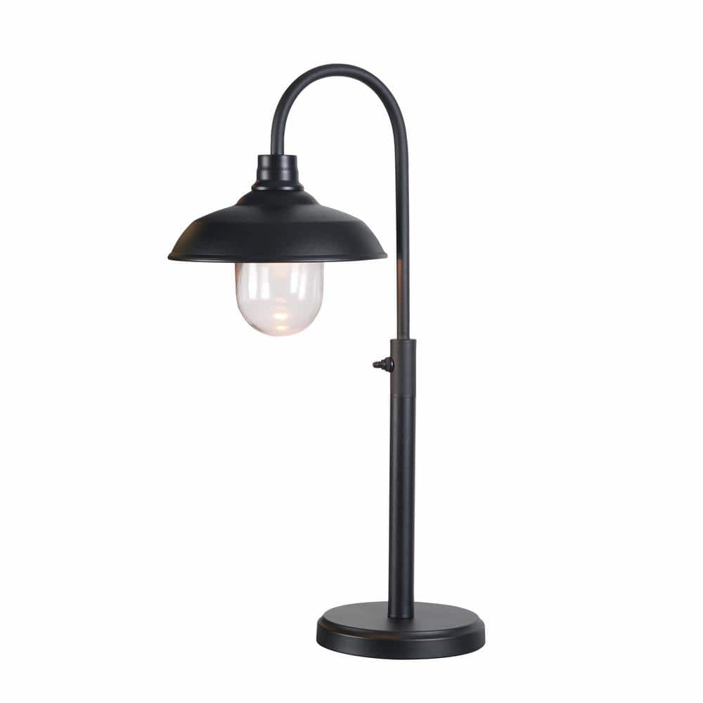 Hampton Bay Millbrook 26.75 in. Matte Black Outdoor/Indoor Table Lamp