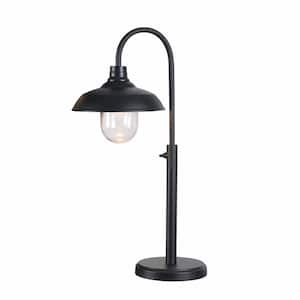 Millbrook 26.75 in. Matte Black Outdoor/Indoor Table Lamp with Dome Shade