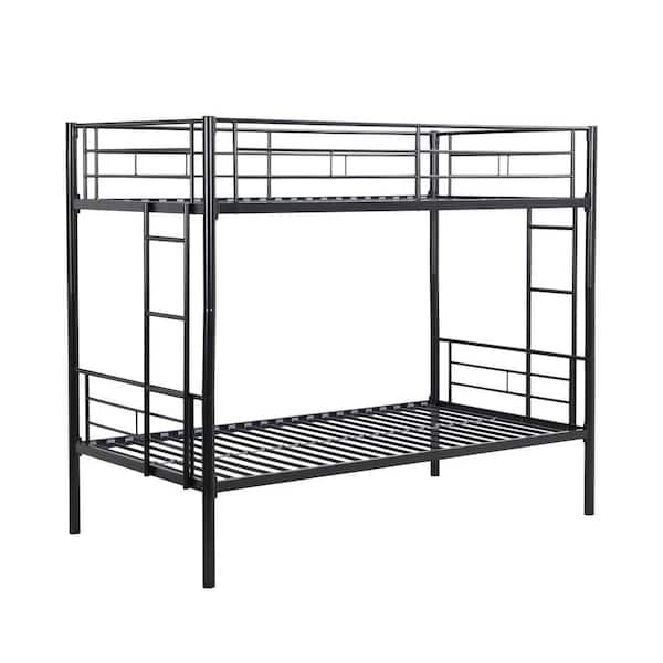 Black Metal Frame Twin Size Upholstered Platform Bed