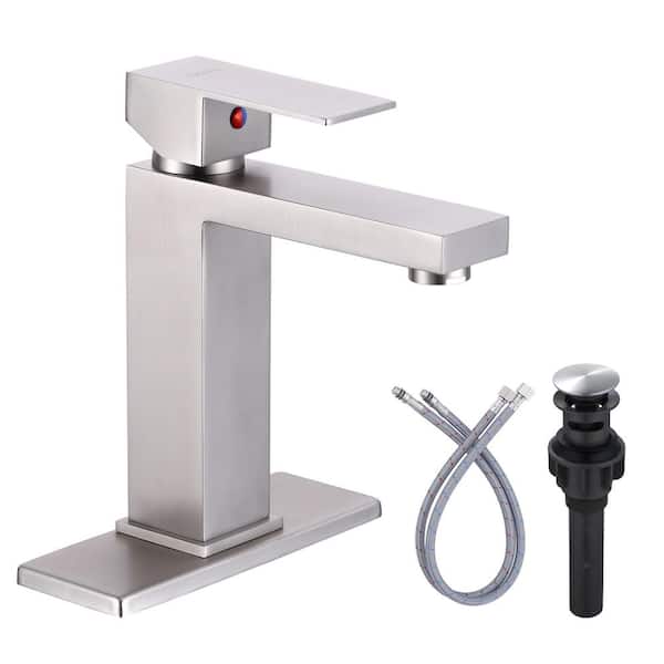 ARCORA Single-Handle Single-Hole Bathroom Faucet with Pop Up Drain in Brushed Nickel