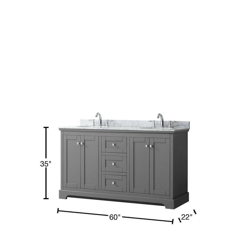 Avery 60" Dark Gray Double Bathroom Vanity with Marble Top