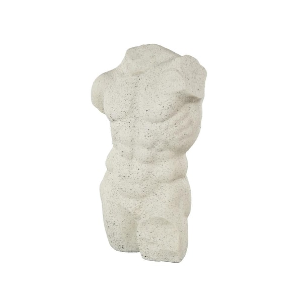 Litton Lane White Polystone Textured People Sculpture with Black Speckles