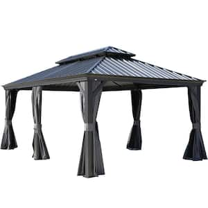 KOZYARD Alexander 12 ft. x 12 ft. Aluminum Gray Hardtop Gazebo with ...