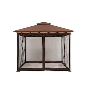 12 ft. x12 ft. Brown Replacement Universal Gazebo Netting 4 Panels with Zipper for Garden Patio Yard, Only Netting