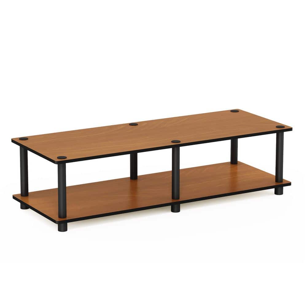 Light Cherry and Black Low Rise TV Stand with Cabinet