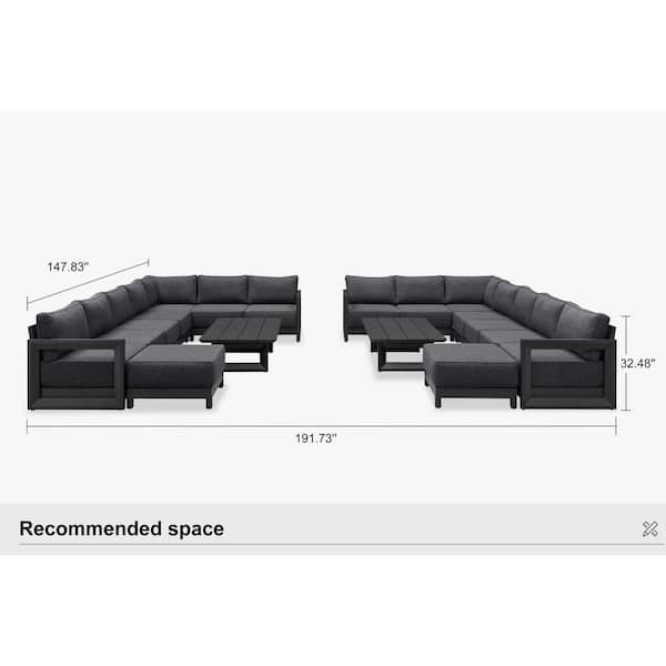 18-Pieces Patio Conversation Sets All Weather Outdoor Couch Sectional Set with Cushion Conversation Set,Gray