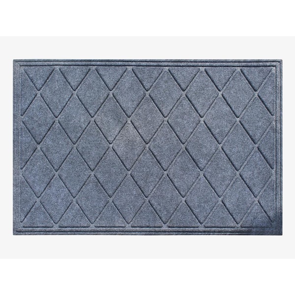 Unbranded A1HC Diamond Dark Grey 24 in. x 36 in. Rubber Eco-Poly Non-Slip Indoor Outdoor Scraper Door Mat