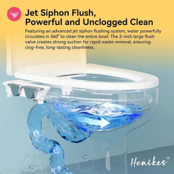 1.28 GPF Single Flush 1-Piece Elongated Toilet Combo in White with Non-Electric Warm Bidet Attachment, Hygiene Guard