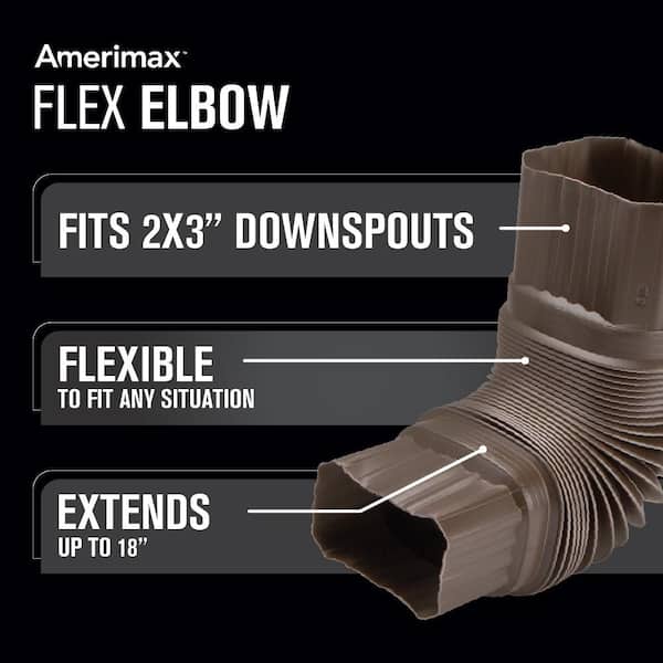 Flex-Elbow 2 in. x 3 in. Brown Vinyl Downspout Elbow