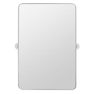 Delinah 24 in. W x 36 in. H Iron Rectangle Modern Silver Solid Frame Wall Mirror