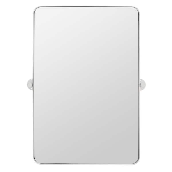 SAFAVIEH Delinah 24 in. W x 36 in. H Iron Rectangle Modern Silver Solid Frame Wall Mirror