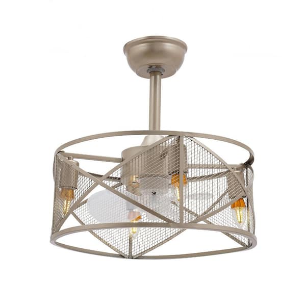 OUKANING 18 in. Indoor Champagne-Gold Modern 6-Speed Ceiling Fan with Remote Control and Reversible Motor