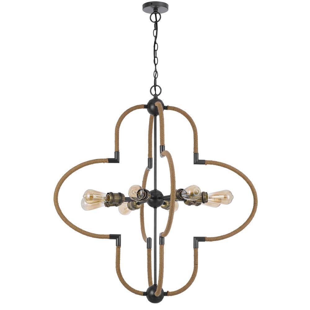 Tahoka 8-Light Black Metal Circular Chandelier for Indoor Use