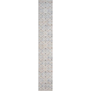 Timeless Classics Ivory Grey 2 ft. x 12 ft. Medallion Traditional Runner Area Rug