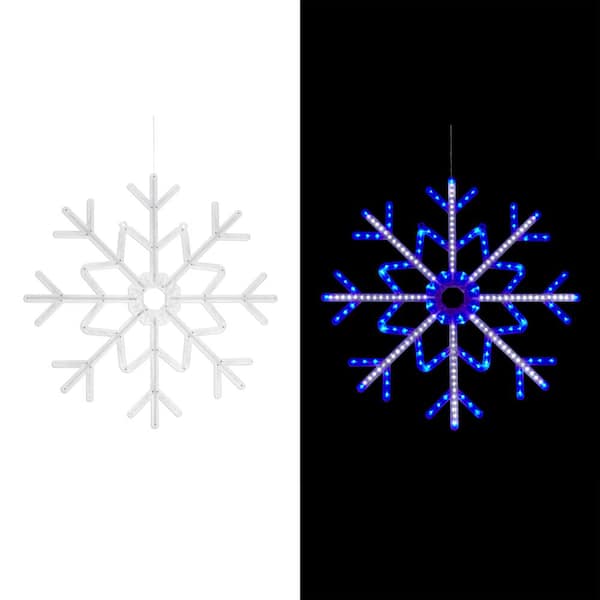 Alpine Large Snowflake Decoration with Blue and White Motion LED Lights