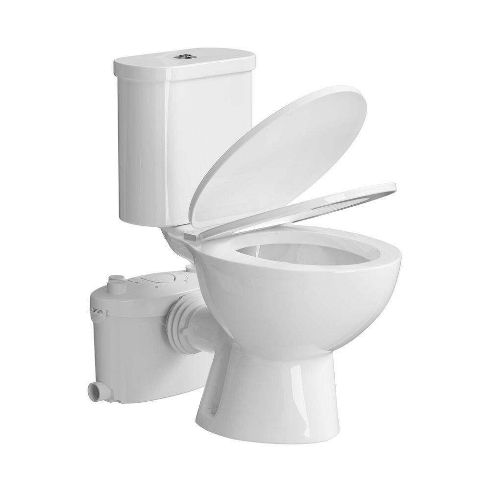 Macerating Toilet 2-Piece 0.8/1.28 GPF Dual Flush Round Toilet in White, with 1000W Pump for Basement Upflush System price history on PriceWatchPro