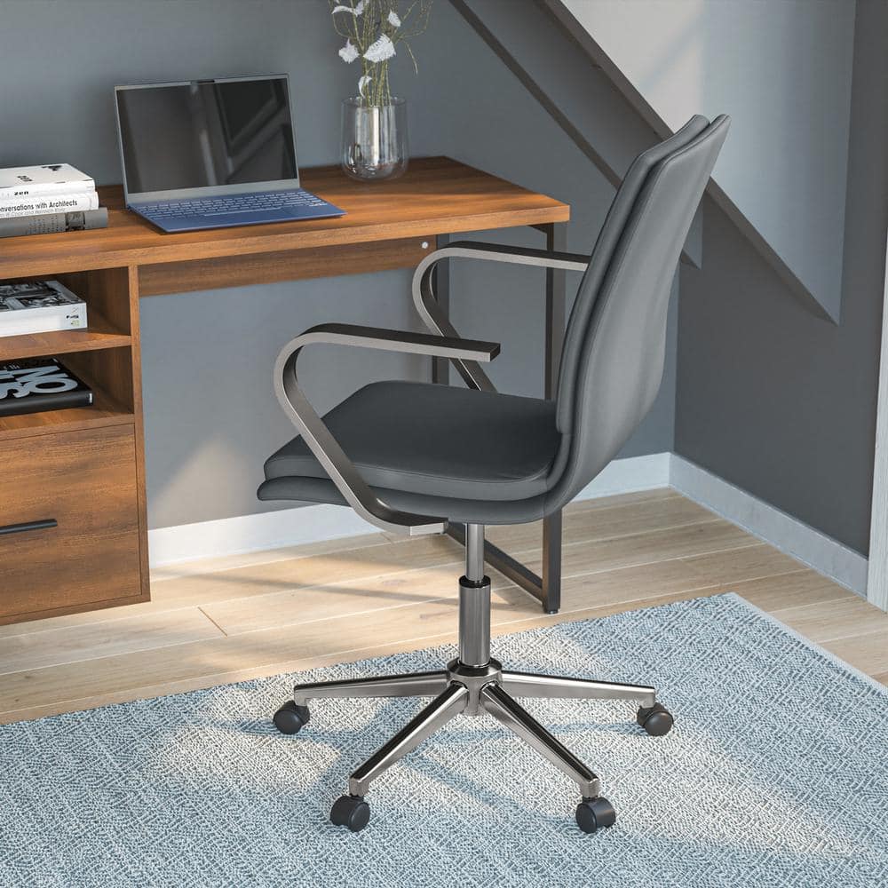 Gray/Chrome Leather/Faux Leather Office/Desk Chair Table Top Only