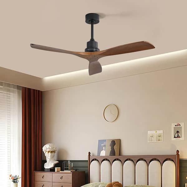 52 in. Indoor/Outdoor Integrated LED Downrod Mount Black Standard Smart Ceiling Fan without Light, App/Remote Control