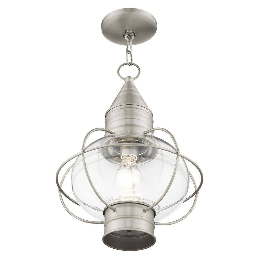 Brushed Nickel Globe Pendant Light with Clear Glass Shade