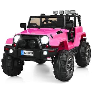 12-Volt Pink Kids Ride On Truck Car with Remote Control MP3 Music LED Lights